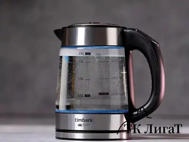 Чайник TIMBERK T-EK27G03, 1,7 л, 2200 Вт, закрытый нагревательный элемент, ТЕРМОРЕГУЛЯТОР, стекло, стальной