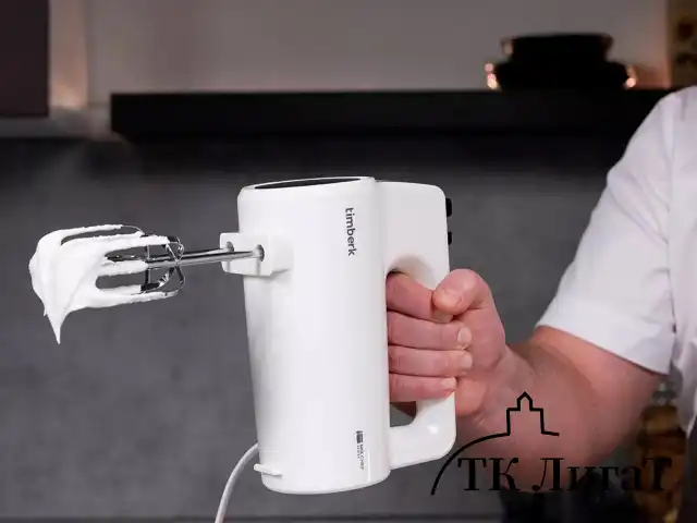 Миксер TIMBERK T-HM40S48, 700 Вт, 5 скоростей, 2 венчика, 2 крюка для теста, белый