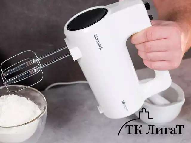 Миксер TIMBERK T-HM40S48, 700 Вт, 5 скоростей, 2 венчика, 2 крюка для теста, белый