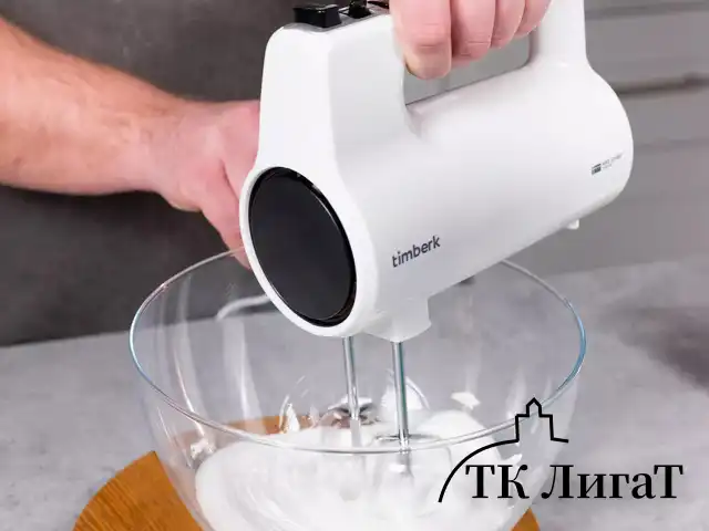 Миксер TIMBERK T-HM40S48, 700 Вт, 5 скоростей, 2 венчика, 2 крюка для теста, белый