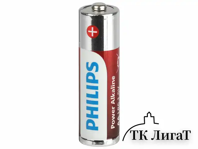 Батарейки алкалиновые "пальчиковые" КОМПЛЕКТ 4 шт., PHILIPS Power Alkaline, АА (LR6, 24А), блистер, Б0062746