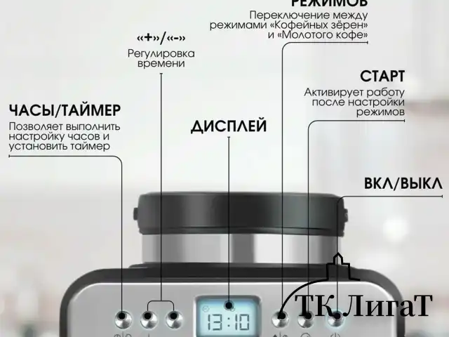 Кофеварка капельная с кофемолкой BQ (БИ-КЬЮ) CM7001, 600 Вт, объем 0,6 л, поддержание температуры, 86199509