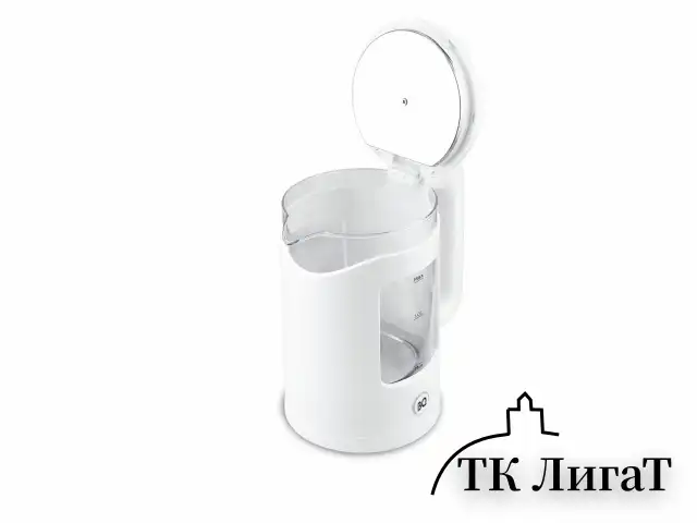 Чайник BQ (БИ-КЬЮ) KT2000G, 1,5 л, 1500 Вт, закрытый нагревательный элемент, стекло, белый, 86192234