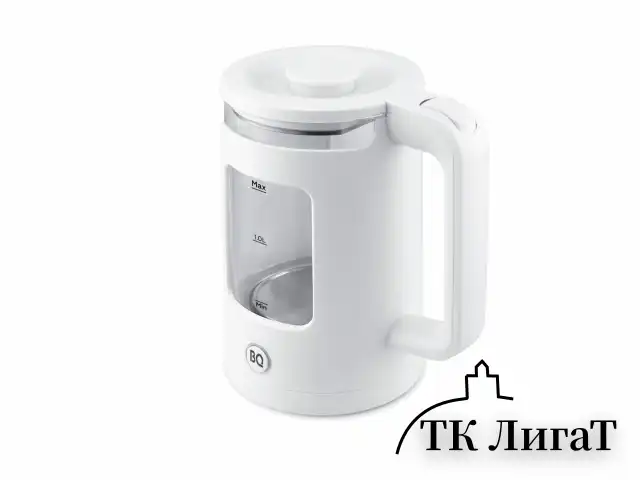 Чайник BQ (БИ-КЬЮ) KT2000G, 1,5 л, 1500 Вт, закрытый нагревательный элемент, стекло, белый, 86192234