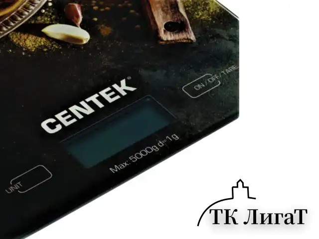 Весы кухонные CENTEK CT-2462 "Специи", электронный дисплей, max вес 5 кг, тарокомпенсация, стекло, CT-2462 Специи
