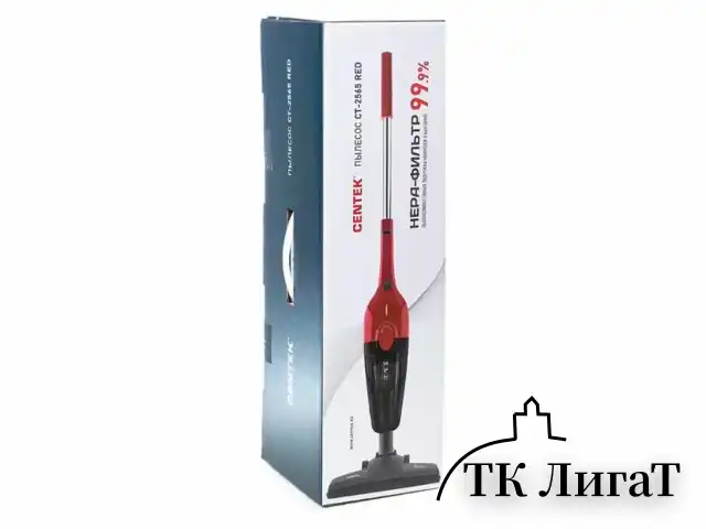 Пылесос вертикальный CENTEK CT-2565, потребляемая мощность 600 Вт, мощность всасывания 200 Вт, контейнер 1,2 л, красный, CT-2565 Red