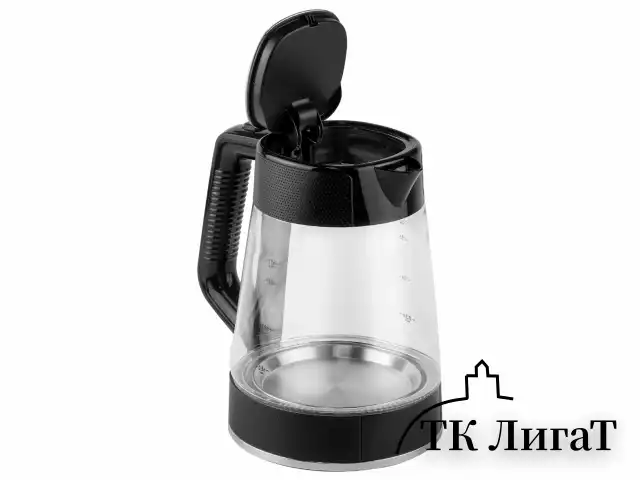 Чайник CENTEK CT-1014, 1,7 л, 2200 Вт, закрытый нагревательный элемент, стекло, черный, CT-1014 Black