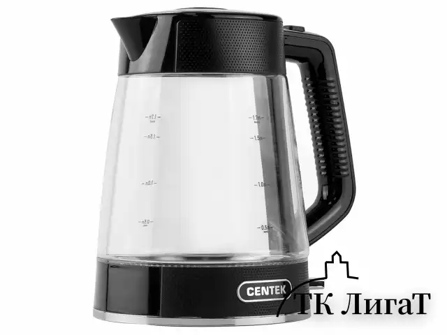 Чайник CENTEK CT-1014, 1,7 л, 2200 Вт, закрытый нагревательный элемент, стекло, черный, CT-1014 Black