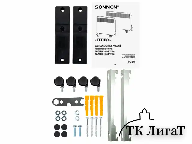 Обогреватель-конвектор SONNEN TEPLO-10, 1000 Вт, Х-образный нагревательный элемент, черный, сделано в России, 457627