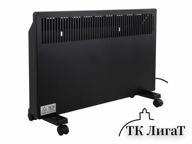 Обогреватель-конвектор SONNEN TEPLO-15, 1500 Вт, Х-образный нагревательный элемент, черный, сделано в России, 457628