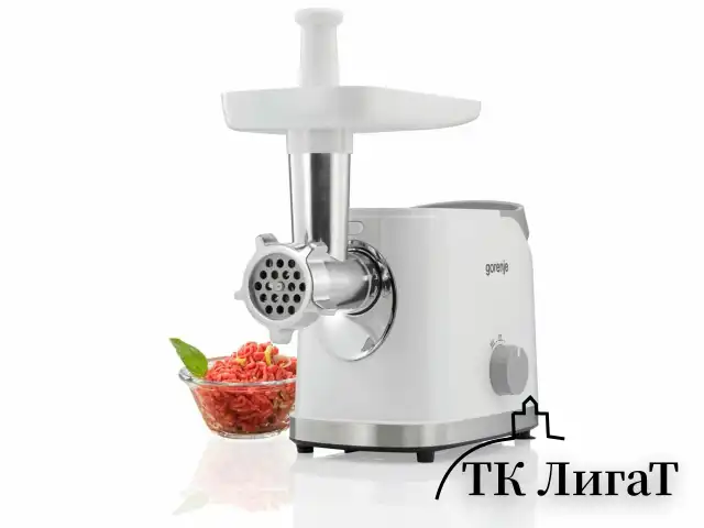 Мясорубка GORENJE MG1802SJW, 1800 Вт, производительность 2,1 кг/мин, 7 насадок, реверс, белый