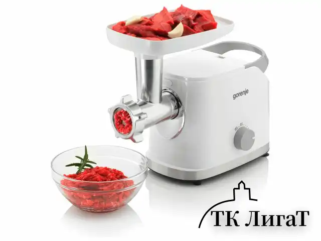 Мясорубка GORENJE MG1802SJW, 1800 Вт, производительность 2,1 кг/мин, 7 насадок, реверс, белый