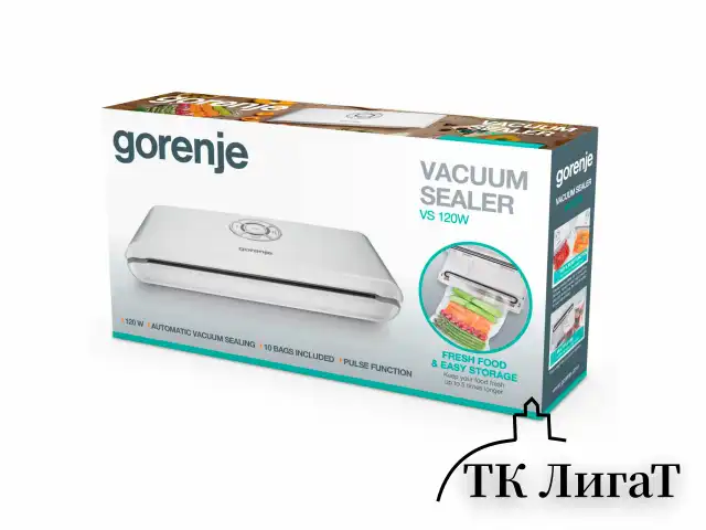 Вакууматор/вакуумный упаковщик GORENJE VS120W, 120 Вт, 2 режима, ширина пакета до 30 см, белый