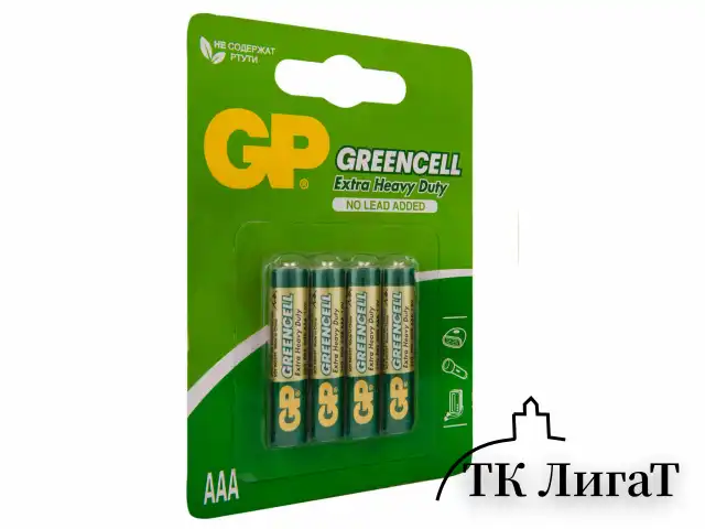 Батарейки КОМПЛЕКТ 4 шт., GP GreenCell AAA (R03, 24G), солевые, мизинчиковые, блистер, 24G-2CR4