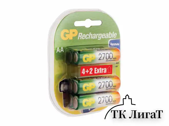 Батарейки аккумуляторные Ni-Mh пальчиковые 6 шт. (ПРОМО 4+2) АА (HR6) 2650 mAh, GP, 270AAHC4/2-2CR6