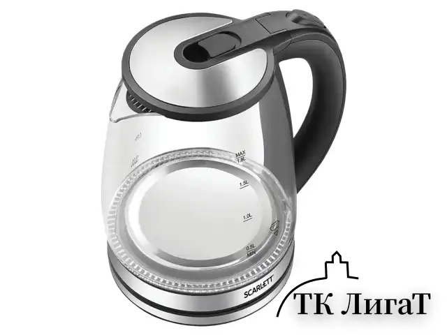 Чайник SCARLETT SC-EK27G103, 1,8 л, 1800 Вт, закрытый нагревательный элемент, стекло, черный