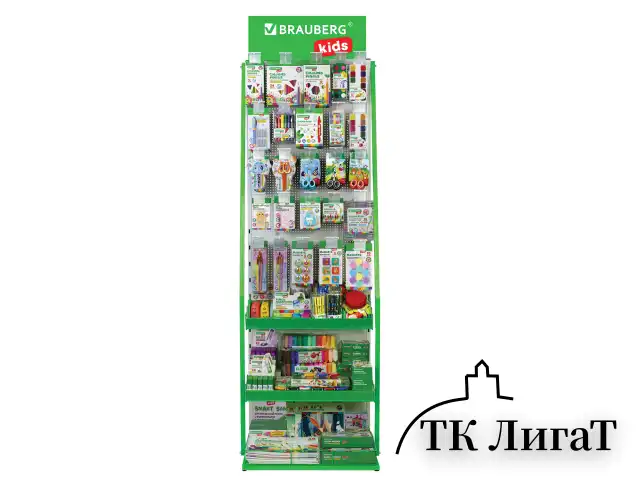 Стойка для размещения товара напольная BRAUBERG KIDS, 205x60x50 см, 25 крючков, 3 полки, 506321