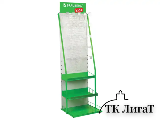 Стойка для размещения товара напольная BRAUBERG KIDS, 205x60x50 см, 25 крючков, 3 полки, 506321