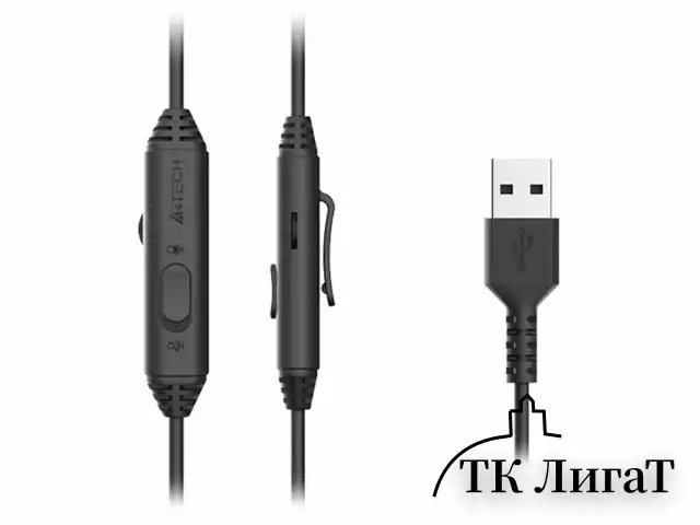 Наушники с микрофоном (гарнитура) A4TECH Fstyler FH100U, проводные, 2 м, USB, черные, 1774509