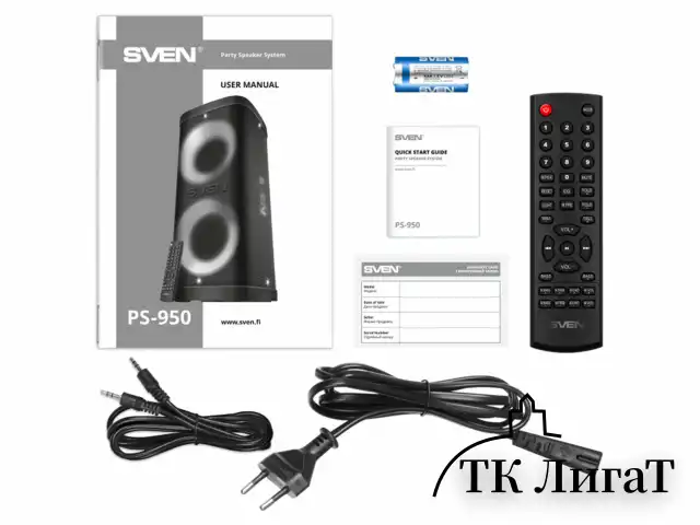 Колонка портативная SVEN PS-950, 160 Вт, TWS, Bluetooth, FM, USB, microSD, LED-дисплей, черная, SV-022396