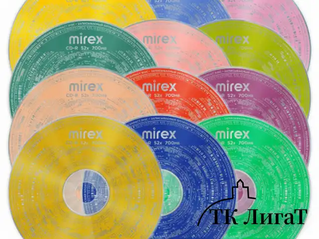 Диски CD-R MIREX RandomColor 700Мб 48x CakeBox (упаковка на шпиле) КОМПЛЕКТ 50шт цвет, UL120009A8B
