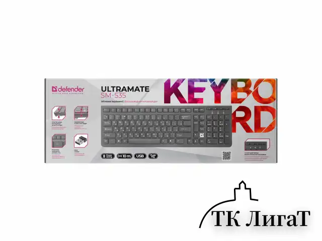 Клавиатура беспроводная DEFENDER UltraMate SM-535 RU, USB, 108 клавиш, 2,4 Ghz, черная, 45535