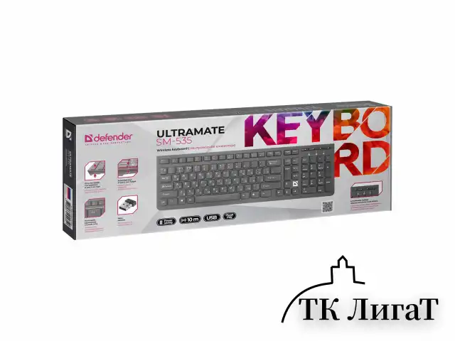 Клавиатура беспроводная DEFENDER UltraMate SM-535 RU, USB, 108 клавиш, 2,4 Ghz, черная, 45535