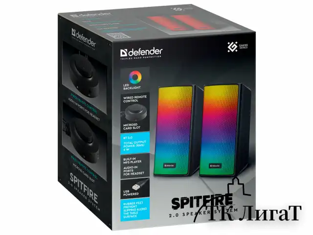 Колонки компьютерные DEFENDER SPITFIRE 2.0, 6 Вт, Bluetooth, питание от USB, 65047