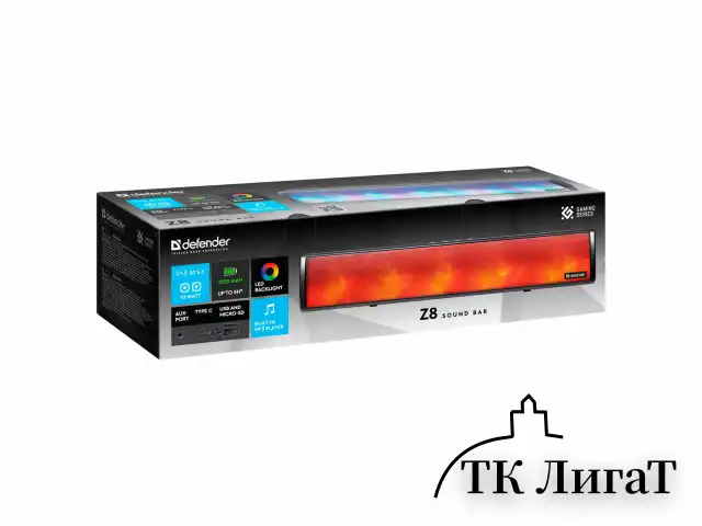 Колонка портативная-саундбар DEFENDER Z8, 10Вт, 1200 мАч, Bluetooth, FM, питание от USB, 65118