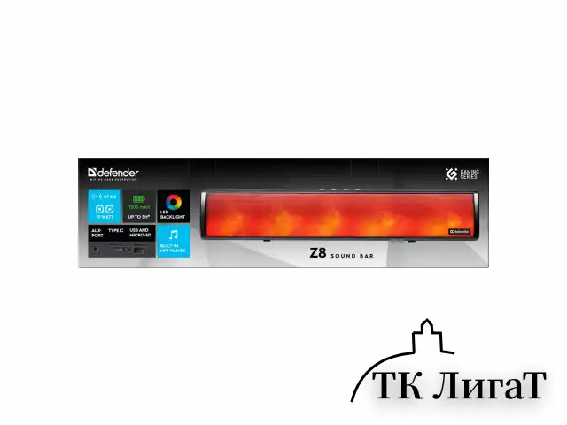 Колонка портативная-саундбар DEFENDER Z8, 10Вт, 1200 мАч, Bluetooth, FM, питание от USB, 65118