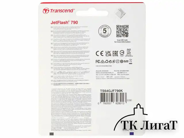 Флеш-диск 64 GB TRANSCEND JetFlash 790, USB 3.1, черный, TS64GJF790K