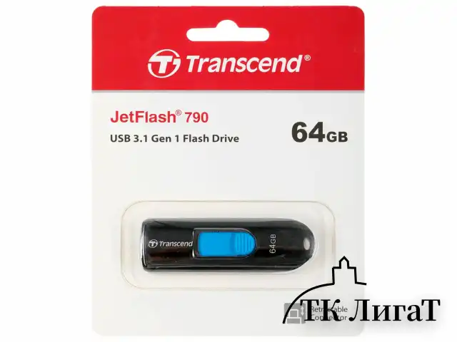 Флеш-диск 64 GB TRANSCEND JetFlash 790, USB 3.1, черный, TS64GJF790K