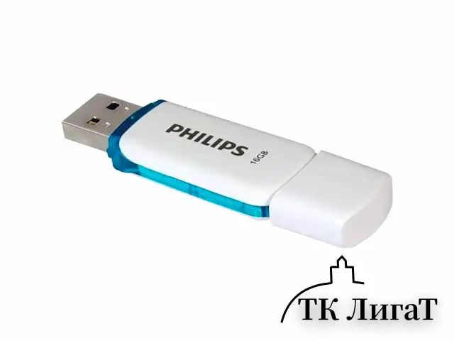 Флеш-диск 16 GB PHILIPS SNOW, разъем USB 2.0, синий, FM16FD70B/97