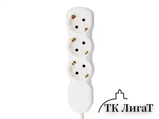 Удлинитель У10-003 3 розетки, с заземлением, 10 А, 3 м, белый, 6696