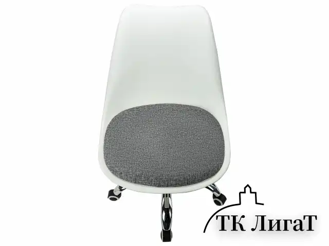 Кресло стул BRABIX "Eames MG-310 CH", хром, пластик белый, ткань серая, 532924