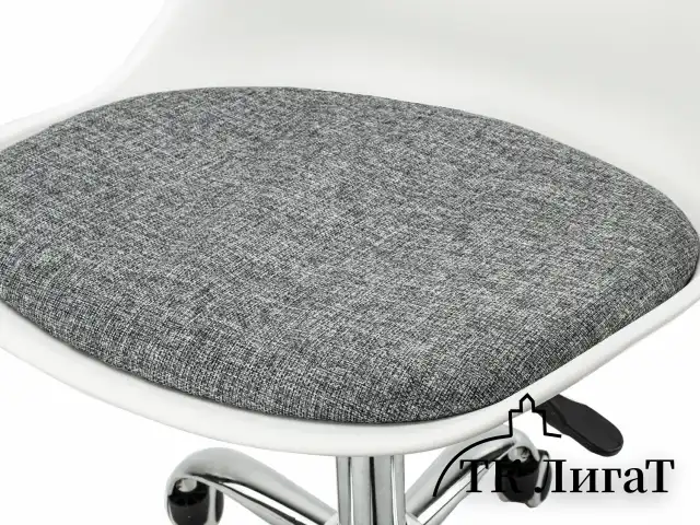 Кресло стул BRABIX "Eames MG-310 CH", хром, пластик белый, ткань серая, 532924