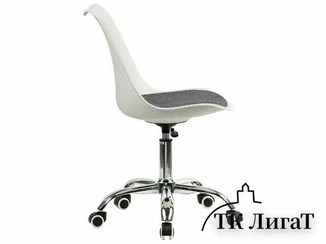 Кресло стул BRABIX "Eames MG-310 CH", хром, пластик белый, ткань серая, 532924