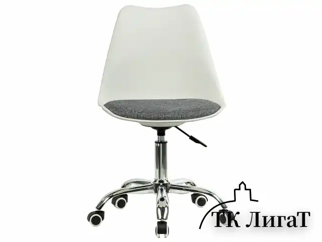 Кресло стул BRABIX "Eames MG-310 CH", хром, пластик белый, ткань серая, 532924