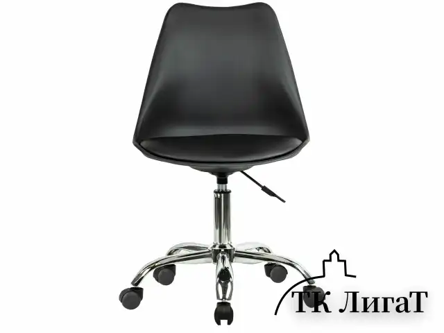 Кресло стул BRABIX "Eames MG-310 CH", хром, пластик черный, экокожа черная, 532925