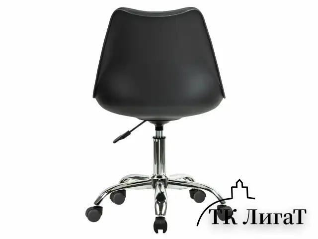 Кресло стул BRABIX "Eames MG-310 CH", хром, пластик черный, экокожа черная, 532925