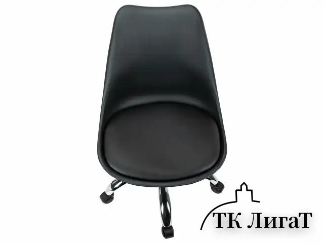 Кресло стул BRABIX "Eames MG-310 CH", хром, пластик черный, экокожа черная, 532925