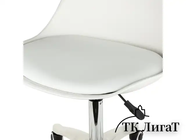 Кресло стул BRABIX "Eames MG-310 PL", пластик белый, экокожа белая, 532926