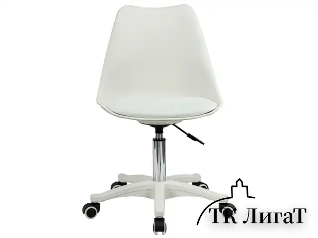 Кресло стул BRABIX "Eames MG-310 PL", пластик белый, экокожа белая, 532926