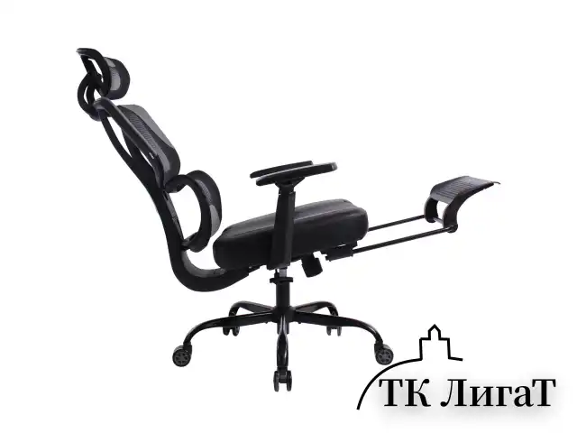 Кресло BRABIX PREMIUM "Venom GM-530", подножка, синхромеханизм, экокожа/сетка, черное/серое, 532951