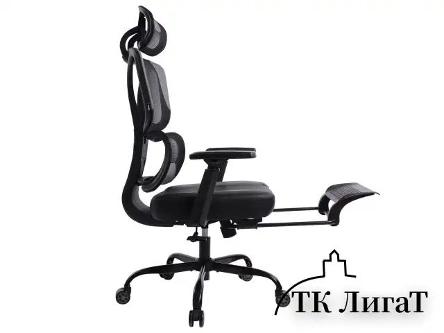 Кресло BRABIX PREMIUM "Venom GM-530", подножка, синхромеханизм, экокожа/сетка, черное/серое, 532951
