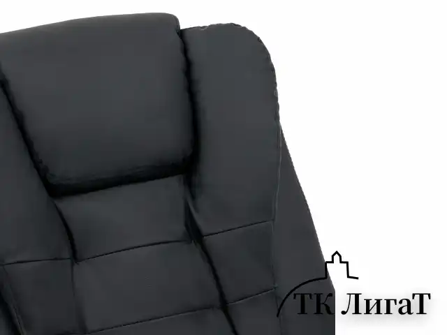 Кресло офисное CROMEX "Lounge MS-007", подножка, 6 массажных модулей, экокожа, черное, 532960