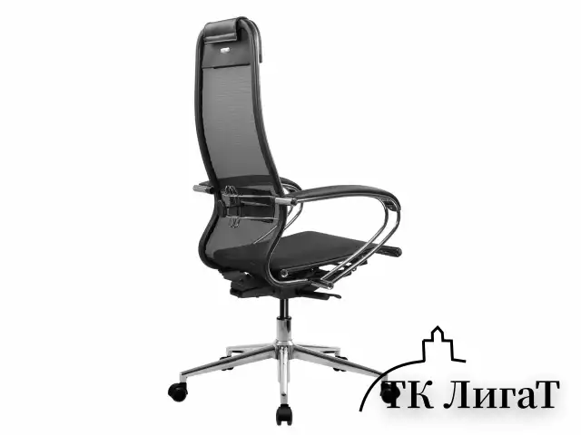 Кресло МЕТТА "ErgoLife" 10 B1-104K, хром, синхромеханизм, прочная сетка, черное