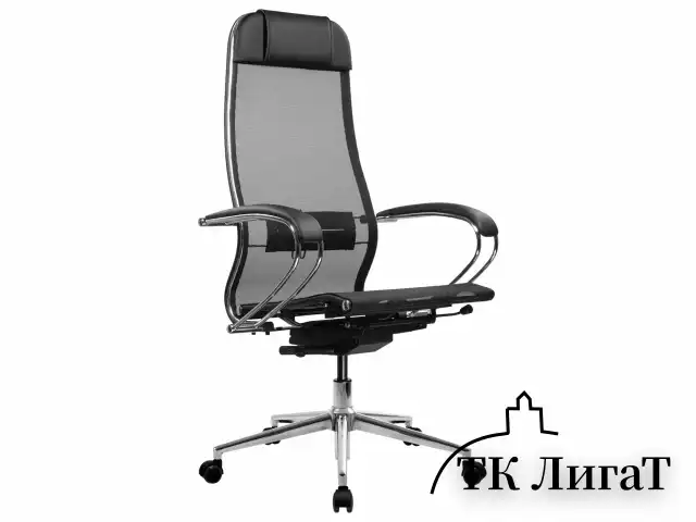 Кресло МЕТТА "ErgoLife" 10 B1-104K, хром, синхромеханизм, прочная сетка, черное