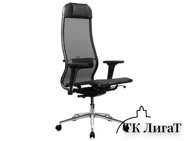 Кресло МЕТТА "ErgoLife" 10 B1-104D, хром, синхромеханизм, 2D-подлокотники, прочная сетка, черное