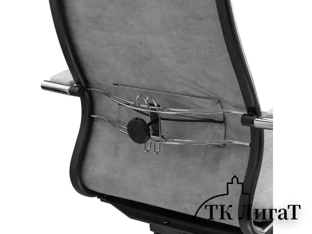 Кресло офисное МЕТТА "L1m 42", хром, сиденье и спинка мягкие, велюр, светло-серое